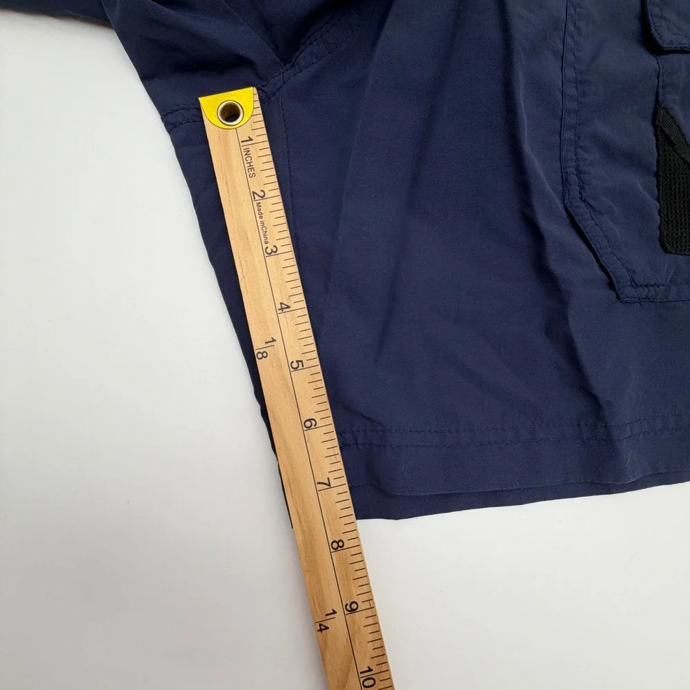 Eddie Bauer Mens Navy Blue Nylon Hiking Swim Shorts‎ Cargo Belt Size Large